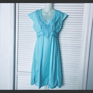 Karma Highway Boho India Cotton Dress Light Aqua NWT Free Size S/M